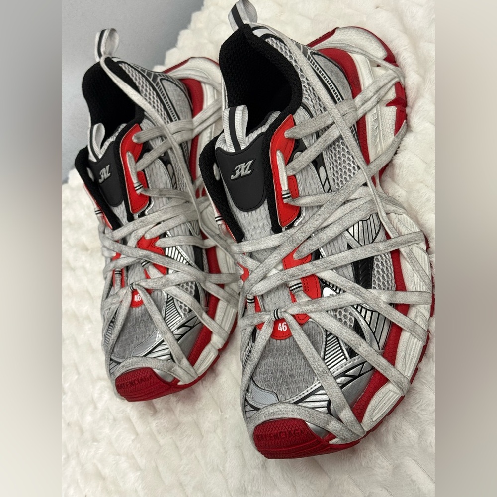 Balenciaga 3XL Extreme Lace Sneaker Grey Red Black Size:13US
